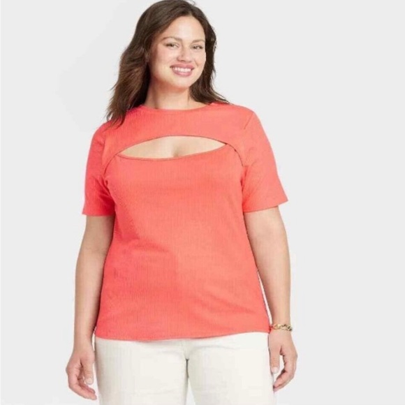 Ava & Viv Tops - Ava & Viv coral blouse with front cutout
